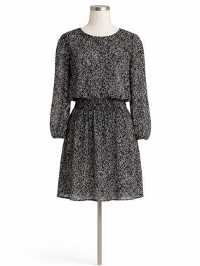 Rails Dress Inez Black Grey Python Print Mini Long Sleeve Size XS NWT